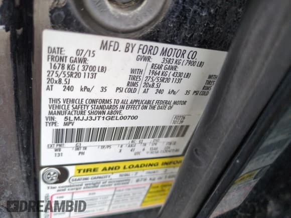 ✅ 2016 Lincoln Navigator Select • VIN: 5LMJJ3JT1GEL00700 • Lot: 51315495. Listed on Copart with 173,221 mi. Free auction sales archive from the USA and detailed vehicle history report at DreamBid. Image 13.