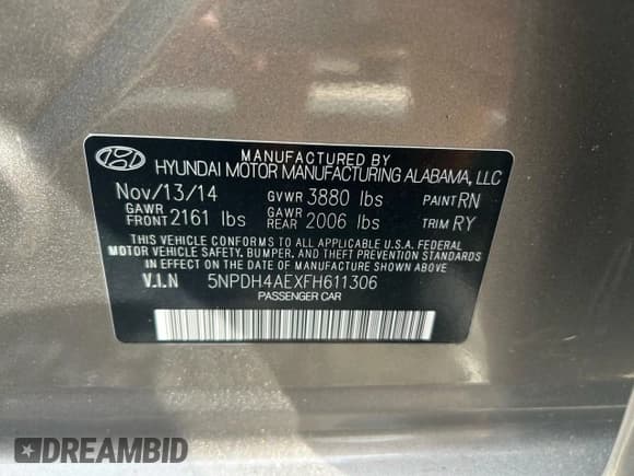 ✅ 2015 Hyundai Elantra SE • VIN: 5NPDH4AEXFH611306 • Lot: 92115415. Listed on Copart with 159,840 mi. Free auction sales archive from the USA and detailed vehicle history report at DreamBid. Image 10.