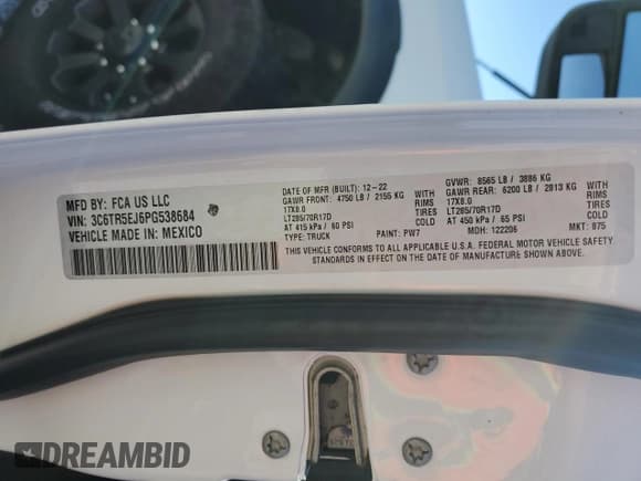 ✅ 2023 Ram 2500 Power Wagon • VIN: 3C6TR5EJ6PG538684 • Lot: 90199405. Wystawiony na Copart z przebiegiem 17 477 mil. Bezpłatny archiwum sprzedaży aukcyjnych z USA i szczegółowy raport historii pojazdu na DreamBid. Zdjęcie 12.