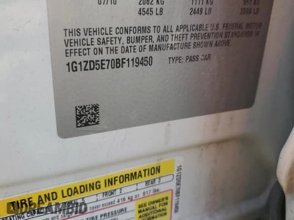 ✅ 2011 Chevrolet Malibu 2LT • VIN: 1G1ZD5E70BF119450 • Lot: 79810804. Listed on Copart with 156,237 mi. Free auction sales archive from the USA and detailed vehicle history report at DreamBid. Image 14.