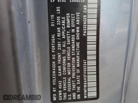 ✅ 2015 Volkswagen Eos Final Edition • VIN: WVWFW8AH3FV002347 • Lot: 80858084. Wystawiony na Copart z przebiegiem 153 768 mil. Bezpłatny archiwum sprzedaży aukcyjnych z USA i szczegółowy raport historii pojazdu na DreamBid. Zdjęcie 14.