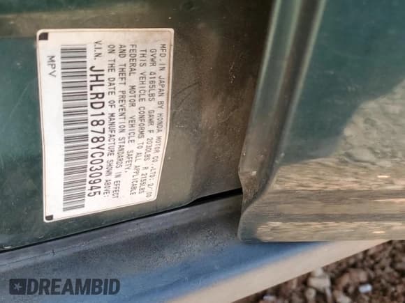 ✅ 2000 Honda CR-V SE • VIN: JHLRD1878YC030945 • Lot: 67090575. Wystawiony na Copart z przebiegiem 291 706 mil. Bezpłatny archiwum sprzedaży aukcyjnych z USA i szczegółowy raport historii pojazdu na DreamBid. Zdjęcie 13.