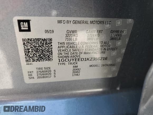 ✅ 2019 Chevrolet Silverado 1500 RST • VIN: 1GCUYEED1KZ356216 • Lot: 76403664. Wystawiony na Copart z przebiegiem 41 590 mil. Bezpłatny archiwum sprzedaży aukcyjnych z USA i szczegółowy raport historii pojazdu na DreamBid. Zdjęcie 12.