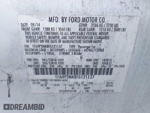 ✅ 2015 Ford Police Interceptor • VIN: 1FAHP2MK8FG121127 • Lot: 41351136. Listed on IAAI with 176,782 mi. Free auction sales archive from the USA and detailed vehicle history report at DreamBid. Image 9.