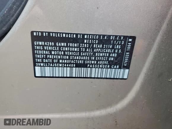 ✅ 2014 Volkswagen Jetta TDI • VIN: 3VWLL7AJ5EM244409 • Лот: 95619785. Опубликован ранее на Copart с пробегом 219 123 миль. Бесплатный доступ к архиву аукционных продаж из США и подробный отчёт об истории автомобиля на DreamBid. Изображение 12.