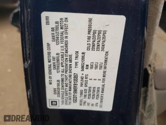 2000 Chevrolet S-10 LS с VIN 1GCDT19W9Y8133357, выставлен на аукционе Copart как лот 66585324 с пробегом 131 271 миль миль и Списание • Salvage title. История ставок и продаж доступна на DreamBid. Изображение 14.