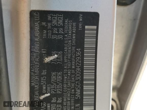 ✅ 2009 Hyundai Santa Fe GLS • VIN: 5NMSG13D09H229364 • Lot: 78439354. Listed on Copart with 138,350 mi. Free auction sales archive from the USA and detailed vehicle history report at DreamBid. Image 15.