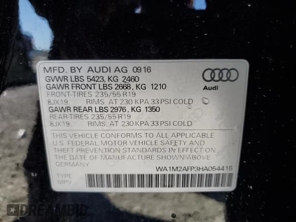 ✅ 2017 Audi Q5 Premium Plus • VIN: WA1M2AFP3HA054415 • Лот: 91866435. Опубликован ранее на Copart с пробегом 89 986 миль. Бесплатный доступ к архиву аукционных продаж из США и подробный отчёт об истории автомобиля на DreamBid. Изображение 13.