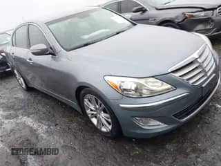 2014 Hyundai Genesis 3.8L with VIN KMHGC4DD1EU260025, listed as a IAAI auction lot 41419107 with 87,374 mi miles and . Bid and sale history available at DreamBid. Image 1.