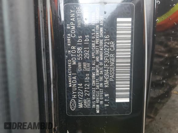 ✅ 2015 Hyundai Genesis 5.0L • VIN: KMHGN4JF3FU027216 • Lot: 79421604. Wystawiony na Copart z przebiegiem 146 664 mil. Bezpłatny archiwum sprzedaży aukcyjnych z USA i szczegółowy raport historii pojazdu na DreamBid. Zdjęcie 13.