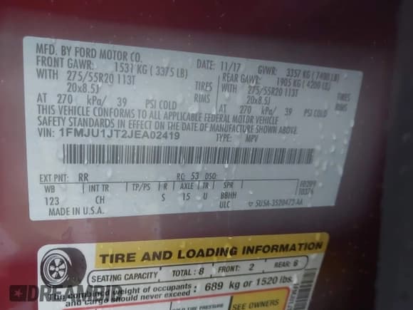 ✅ 2018 Ford Expedition XLT • VIN: 1FMJU1JT2JEA02419 • Lot: 43092756. Listed on IAAI with 107,731 mi. Free auction sales archive from the USA and detailed vehicle history report at DreamBid. Image 9.