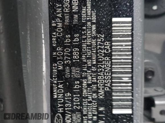 ✅ 2020 Hyundai Venue SE • VIN: KMHRB8A32LU027752 • Lot: 86468164. Listed on Copart with 22,966 mi. Free auction sales archive from the USA and detailed vehicle history report at DreamBid. Image 14.