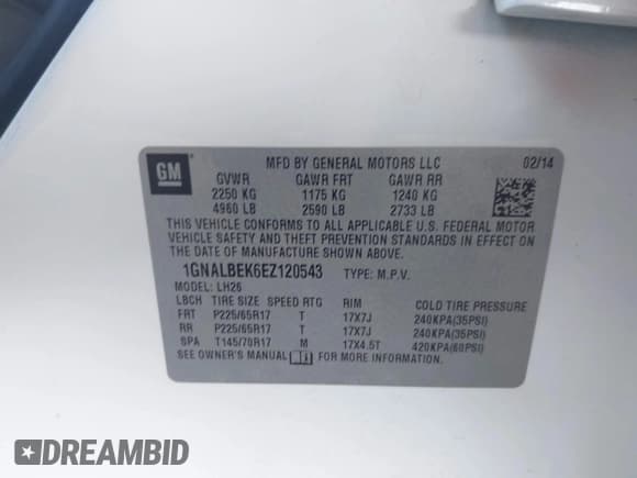 ✅ 2014 Chevrolet Equinox LT • VIN: 1GNALBEK6EZ120543 • Lot: 43693236. Wystawiony na IAAI z przebiegiem 126 376 mil. Bezpłatny archiwum sprzedaży aukcyjnych z USA i szczegółowy raport historii pojazdu na DreamBid. Zdjęcie 9.