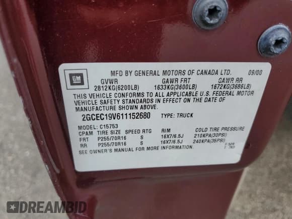 ✅ 2001 Chevrolet Silverado 1500 LS • VIN: 2GCEC19V611152680 • Лот: 75321654. Опубликован ранее на Copart с пробегом 177 875 миль. Бесплатный доступ к архиву аукционных продаж из США и подробный отчёт об истории автомобиля на DreamBid. Изображение 13.
