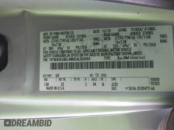 ✅ 2011 Ford Econoline Passenger XL • VIN: 1FBSS3BL4BDA30565 • Lot: 41718643. Wystawiony na IAAI z przebiegiem 230 184 mil. Bezpłatny archiwum sprzedaży aukcyjnych z USA i szczegółowy raport historii pojazdu na DreamBid. Zdjęcie 9.
