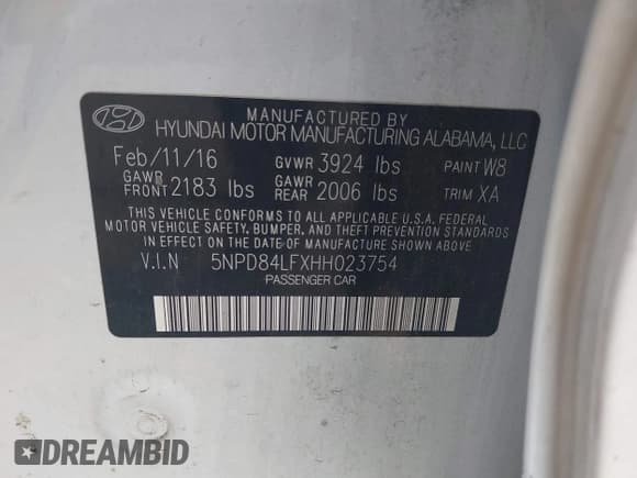 ✅ 2017 Hyundai Elantra SE • VIN: 5NPD84LFXHH023754 • Lot: 43152131. Listed on IAAI with 116,580 mi. Free auction sales archive from the USA and detailed vehicle history report at DreamBid. Image 9.