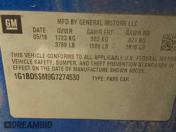 2016 Chevrolet Cruze LT с VIN 1G1BD5SM9G7274530, выставлен на аукционе IAAI как лот 43396271 с пробегом 151 301 миль миль и . История ставок и продаж доступна на DreamBid. Изображение 9.