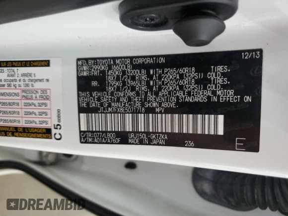 ✅ 2014 Lexus GX 460 Luxury • VIN: JTJJM7FX8E5071718 • Lot: 65146725. Wystawiony na Copart z przebiegiem 144 965 mil. Bezpłatny archiwum sprzedaży aukcyjnych z USA i szczegółowy raport historii pojazdu na DreamBid. Zdjęcie 13.