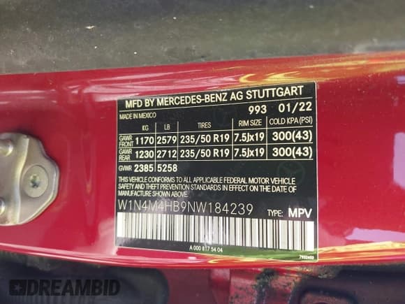 ✅ 2022 Mercedes-Benz GLB 250 • VIN: W1N4M4HB9NW184239 • Лот: 42751643. Опубликован ранее на IAAI с пробегом Не указан. Бесплатный доступ к архиву аукционных продаж из США и подробный отчёт об истории автомобиля на DreamBid. Изображение 9.