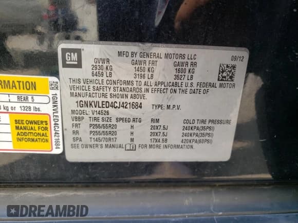 ✅ 2012 Chevrolet Traverse LTZ • VIN: 1GNKVLED4CJ421684 • Lot: 68423714. Wystawiony na Copart z przebiegiem 162 283 mil. Bezpłatny archiwum sprzedaży aukcyjnych z USA i szczegółowy raport historii pojazdu na DreamBid. Zdjęcie 13.