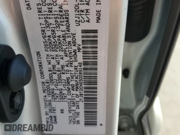 ✅ 2005 Lexus GX 470 • VIN: JTJBT20X650089148 • Lot: 91447585. Wystawiony na Copart z przebiegiem 179 092 mil. Bezpłatny archiwum sprzedaży aukcyjnych z USA i szczegółowy raport historii pojazdu na DreamBid. Zdjęcie 12.