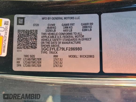 ✅ 2020 Chevrolet Silverado 2500HD Work Truck • VIN: 1GC3YLE79LF286980 • Лот: 72009725. Опубликован ранее на Copart с пробегом 177 155 миль. Бесплатный доступ к архиву аукционных продаж из США и подробный отчёт об истории автомобиля на DreamBid. Изображение 12.