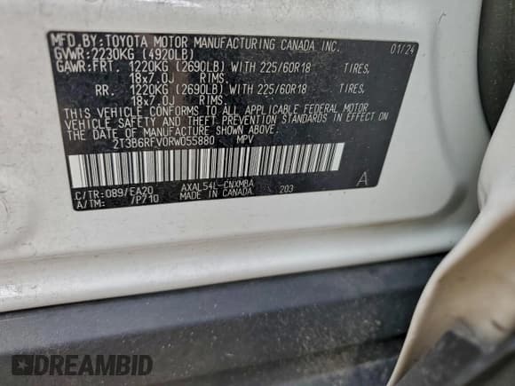 ✅ 2024 Toyota RAV4 Hybrid XLE Premium • VIN: 2T3B6RFV0RW055880 • Лот: 94893685. Опубликован ранее на Copart с пробегом 36 158 миль. Бесплатный доступ к архиву аукционных продаж из США и подробный отчёт об истории автомобиля на DreamBid. Изображение 13.