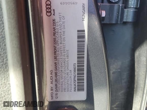 ✅ 2016 Audi A3 Premium • VIN: WAUA7GFF6G1066073 • Лот: 85132695. Опубликован ранее на Copart с пробегом 77 893 миль. Бесплатный доступ к архиву аукционных продаж из США и подробный отчёт об истории автомобиля на DreamBid. Изображение 12.