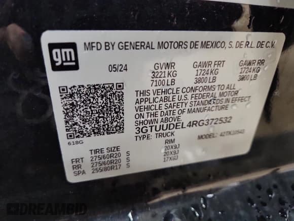 ✅ 2024 GMC Sierra 1500 SLT • VIN: 3GTUUDEL4RG372532 • Лот: 82303435. Опубликован ранее на Copart с пробегом 12 726 миль. Бесплатный доступ к архиву аукционных продаж из США и подробный отчёт об истории автомобиля на DreamBid. Изображение 12.