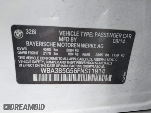 ✅ 2015 BMW 3 Series 328i xDrive • VIN: WBA3B5G56FNS11914 • Lot: 43523846. Wystawiony na IAAI z przebiegiem 124 841 mil. Bezpłatny archiwum sprzedaży aukcyjnych z USA i szczegółowy raport historii pojazdu na DreamBid. Zdjęcie 9.