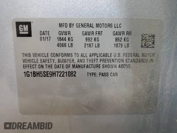 2017 Chevrolet Cruze LT с VIN 1G1BH5SE9H7221082, выставлен на аукционе Copart как лот 79190614 с пробегом 145 335 миль миль и Чистый • Clean title. История ставок и продаж доступна на DreamBid. Изображение 12.
