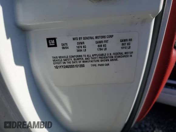 2005 Chevrolet Corvette with VIN 1G1YY24U555101350, listed as a Copart auction lot 86484255 with 101,933 mi miles and Salvage title. Bid and sale history available at DreamBid. Image 12.