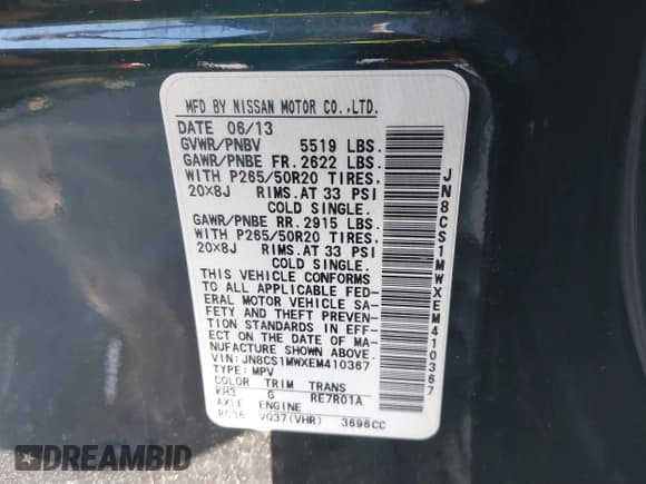 ✅ 2014 Infiniti QX70 • VIN: JN8CS1MWXEM410367 • Lot: 40896209. Listed on IAAI with Not provided. Free auction sales archive from the USA and detailed vehicle history report at DreamBid. Image 9.