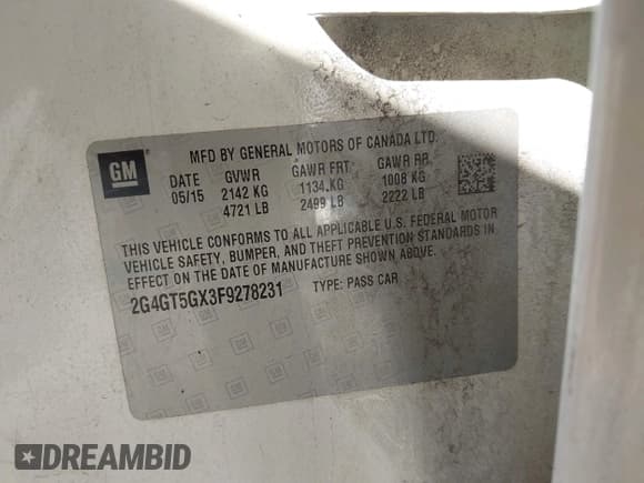✅ 2015 Buick Regal GS • VIN: 2G4GT5GX3F9278231 • Lot: 43545518. Wystawiony na IAAI z przebiegiem 172 033 mil. Bezpłatny archiwum sprzedaży aukcyjnych z USA i szczegółowy raport historii pojazdu na DreamBid. Zdjęcie 9.
