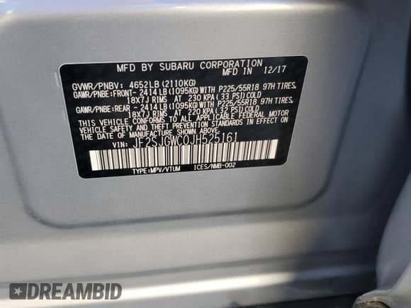 2018 Subaru Forester Touring с VIN JF2SJGWC0JH525161, выставлен на аукционе Copart как лот 70739335 с пробегом 111 390 миль миль и Списание • Salvage title. История ставок и продаж доступна на DreamBid. Изображение 13.