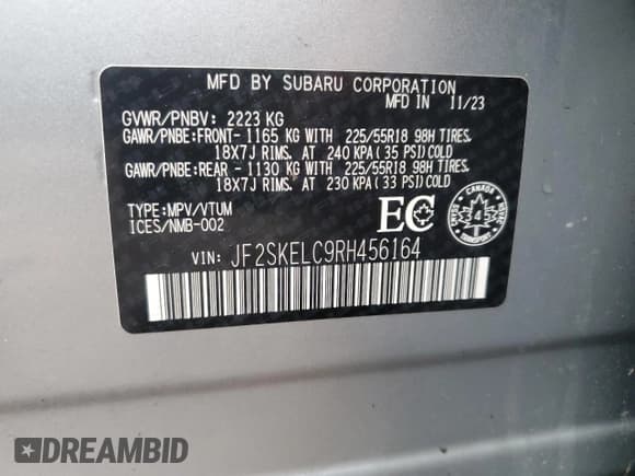 ✅ 2024 Subaru Forester • VIN: JF2SKELC9RH456164 • Lot: 80826785. Listed on Copart with 50,712 mi. Free auction sales archive from the USA and detailed vehicle history report at DreamBid. Image 14.