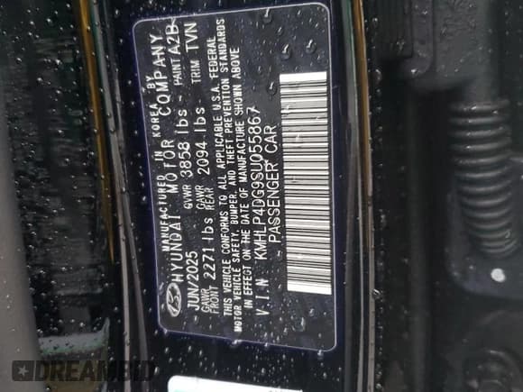 ✅ 2026 Hyundai Elantra Limited • VIN: KMHLP4DG9SU055867 • Лот: 90499125. Опубликован ранее на Copart с пробегом 7 038 миль. Бесплатный доступ к архиву аукционных продаж из США и подробный отчёт об истории автомобиля на DreamBid. Изображение 12.