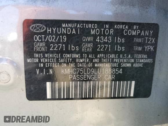 2020 Hyundai Ioniq SEL с VIN KMHC75LD9LU188854, выставлен на аукционе Copart как лот 74342074 с пробегом 44 669 миль миль и Списание • Salvage title. История ставок и продаж доступна на DreamBid. Изображение 12.