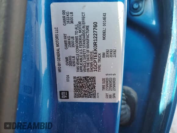 2024 Chevrolet Colorado 4WD Trail Boss с VIN 1GCPTEEK0R1227760, выставлен на аукционе Copart как лот 80683055 с пробегом Не указан миль и Списание • Salvage title. История ставок и продаж доступна на DreamBid. Изображение 12.