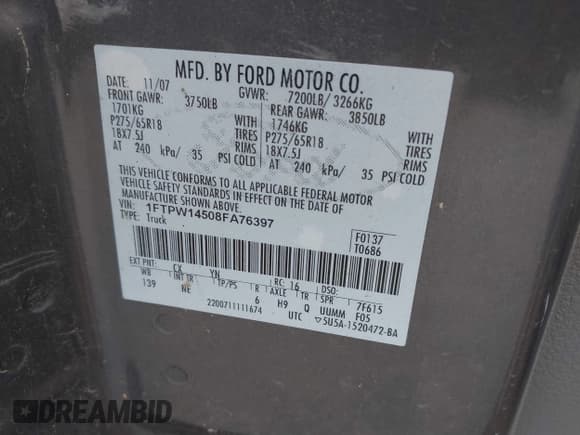 ✅ 2008 Ford F-150 XLT • VIN: 1FTPW14508FA76397 • Lot: 42676946. Wystawiony na IAAI z przebiegiem 181 573 mil. Bezpłatny archiwum sprzedaży aukcyjnych z USA i szczegółowy raport historii pojazdu na DreamBid. Zdjęcie 9.