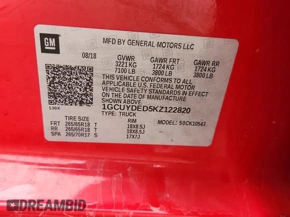 ✅ 2019 Chevrolet Silverado 1500 LT • VIN: 1GCUYDED5KZ122820 • Lot: 83798385. Listed on Copart with 238,660 mi. Free auction sales archive from the USA and detailed vehicle history report at DreamBid. Image 12.