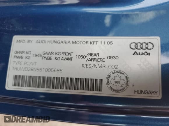 ✅ 2006 Audi TT • VIN: TRUWD28N561005696 • Lot: 81226524. Wystawiony na Copart z przebiegiem 87 023 mil. Bezpłatny archiwum sprzedaży aukcyjnych z USA i szczegółowy raport historii pojazdu na DreamBid. Zdjęcie 12.