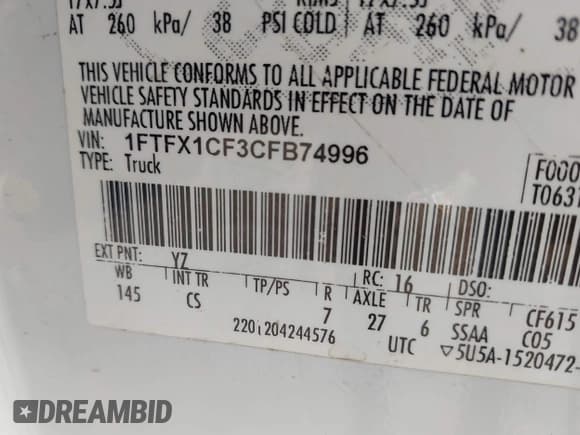 ✅ 2012 Ford F-150 XL • VIN: 1FTFX1CF3CFB74996 • Lot: 43737292. Listed on IAAI with 270,459 mi. Free auction sales archive from the USA and detailed vehicle history report at DreamBid. Image 9.