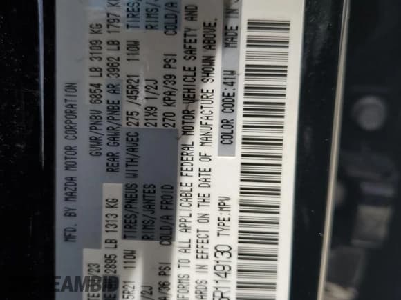 ✅ 2024 Mazda CX-90 Premium Plus • VIN: JM3KKEHA5R1149130 • Lot: 67812485. Listed on Copart with 47,399 mi. Free auction sales archive from the USA and detailed vehicle history report at DreamBid. Image 13.