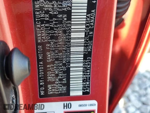 ✅ 2014 Toyota Corolla LE • VIN: 2T1BURHE0EC025589 • Lot: 93218295. Listed on Copart with 211,867 mi. Free auction sales archive from the USA and detailed vehicle history report at DreamBid. Image 13.