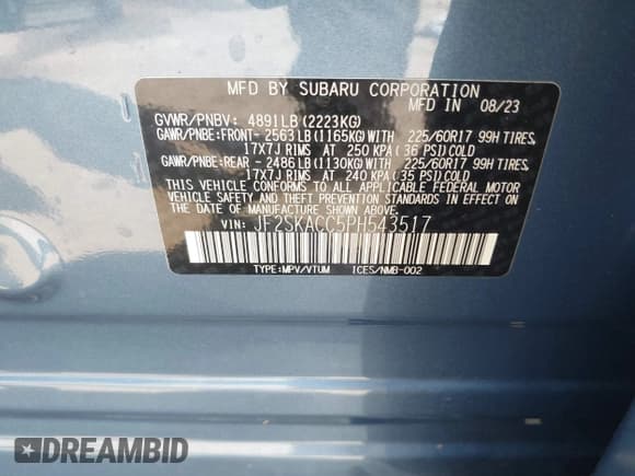 ✅ 2023 Subaru Forester • VIN: JF2SKACC5PH543517 • Lot: 42449218. Listed on IAAI with 15,150 mi. Free auction sales archive from the USA and detailed vehicle history report at DreamBid. Image 9.