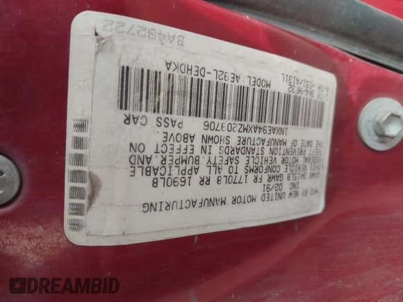 ✅ 1991 Toyota Corolla • VIN: 1NXAE94AXMZ209706 • Lot: 42099208. Listed on IAAI with 192,222 mi. Free auction sales archive from the USA and detailed vehicle history report at DreamBid. Image 9.