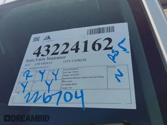 ✅ 2015 Chevrolet City Express Cargo LS • VIN: 3N63M0YN2FK704717 • Лот: 43224162. Опубликован ранее на IAAI с пробегом 226 704 миль. Бесплатный доступ к архиву аукционных продаж из США и подробный отчёт об истории автомобиля на DreamBid. Изображение 18.