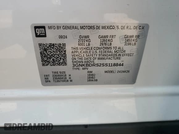 ✅ 2025 Chevrolet Blazer LT • VIN: 3GNKBDRS2SS118844 • Lot: 58391305. Listed on Copart with 5,265 mi. Free auction sales archive from the USA and detailed vehicle history report at DreamBid. Image 13.