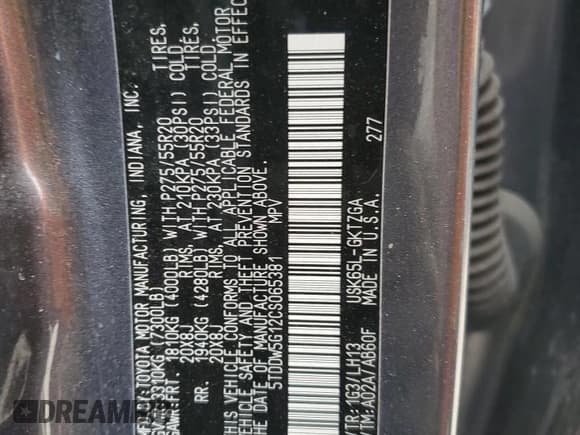 ✅ 2012 Toyota Sequoia Platinum • VIN: 5TDDW5G12CS065381 • Lot: 90434075. Listed on Copart with 256,317 mi. Free auction sales archive from the USA and detailed vehicle history report at DreamBid. Image 13.